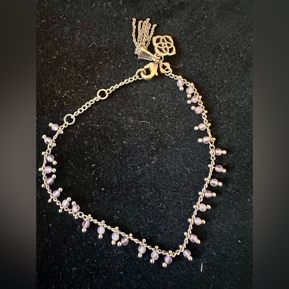 Kendra Scott JENNA SILVER DELICATE CHAIN BRACELET IN PURPLE AMETHYST